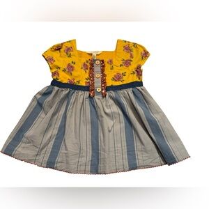 Matilda Jane Joanna Gaines Collab Girls Size 6 Floral Yellow and Striped Dress
